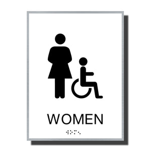 ADA Sterling Restroom Sign - NapADASigns - ADA Women Handicap Restroom Sign with Braille - Aluminum - Sterling Collection - napadasigns