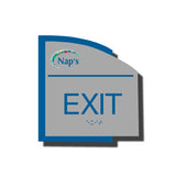 Custom ADA Braille Sign - ADA Structure Collection Exit Sign - Blue Layered Plastic with Tactile Print - Add your Custom Logo - ADA Compliant - NapADAsigns