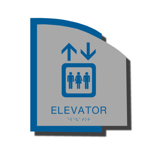 Custom ADA Braille Sign - ADA Structure Collection Elevator Sign - Blue Layered Plastic with Tactile Print - ADA Compliant - NapADAsigns