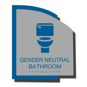 Custom ADA Braille Sign - ADA Structure Collection Gender Neutral Restroom Sign - Blue Layered Plastic with Tactile Print - ADA Compliant - NapADAsigns