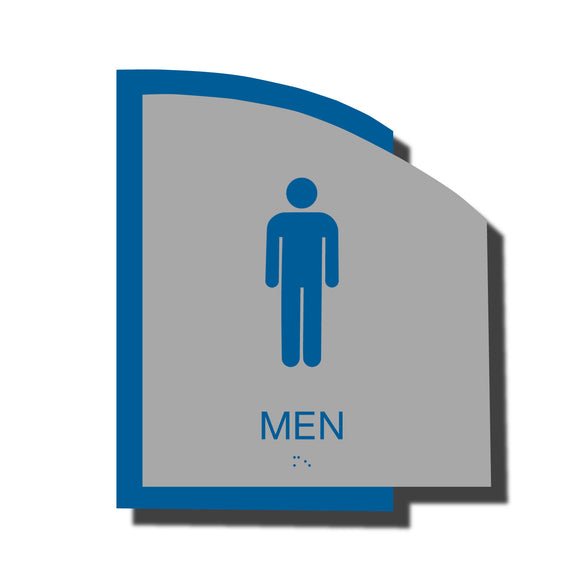 Custom ADA Braille Sign - ADA Structure Collection Men Restroom Sign - Blue Layered Plastic with Tactile Print - ADA Compliant - NapADAsigns