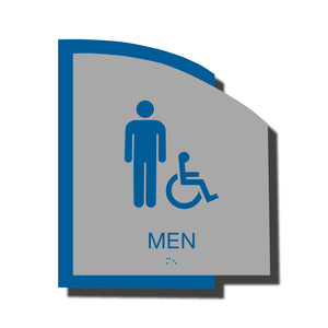 Custom ADA Braille Sign - ADA Structure Collection Men Accessible Restroom Sign - Blue Layered Plastic with Tactile Print - ADA Compliant - NapADAsigns