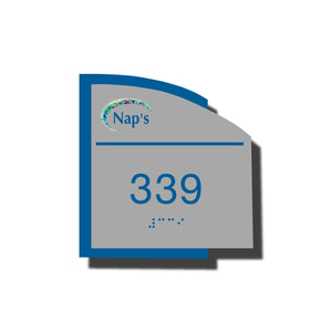 Custom Braille Room Signs - Custom ADA Braille Sign - ADA Structure Collection Room Number Sign - Blue Layered Plastic with Tactile Print - Add your Custom Logo - ADA Compliant - NapADAsigns