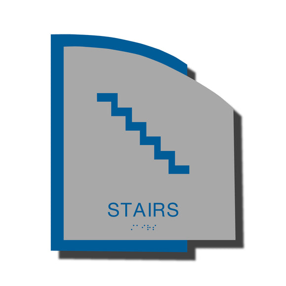 Custom ADA Braille Stair Sign - ADA Structure Collection Stair Sign - Blue Layered Plastic with Tactile Print - ADA Compliant - NapADAsigns