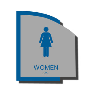 Custom ADA Braille Sign - ADA Structure Collection Women Restroom Sign - Blue Layered Plastic with Tactile Print - ADA Compliant - NapADAsigns