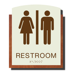 Custom ADA Braille Sign - ADA Timber Collection Restroom Sign - Layered Plastic with Tactile Print - ADA Compliant - NapADAsigns