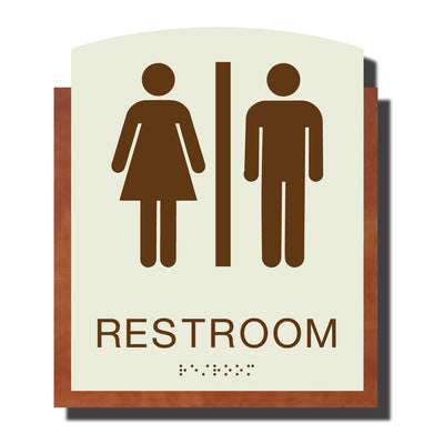 ADA Restroom Sign with Braille - Plastic - Timber Collection