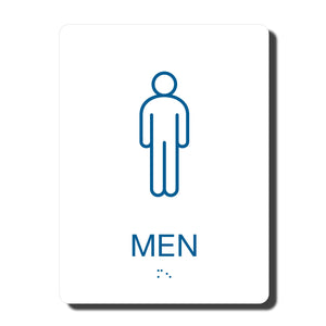 California ADA Mens Restroom Signs - ADA Compliant - Blue with White Wall Sign - 6" x 8" - napadasigns