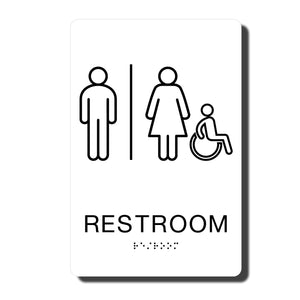 California ADA Restroom Signs - ADA Compliant - White with Black Handicapped Wall Sign - 6" x 9" - napadasigns