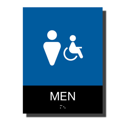 ADA Men Handicap Restroom Sign with Braille- Plastic - Chroma Collection