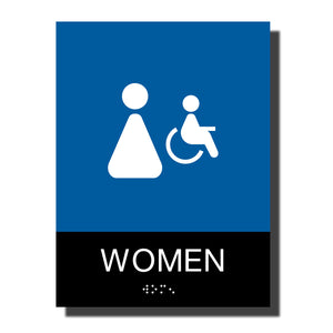 ADA Chroma Restroom Sign - NapADASigns - ADA Women Handicap Restroom Sign with Braille - Plastic - Chroma Collection - napadasigns