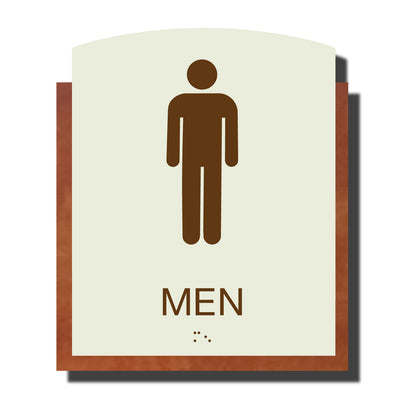 ADA Men Restroom Sign with Braille - Plastic - Timber Collection