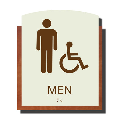 ADA Men Handicap Restroom Sign with Braille- Plastic - Timber Collection
