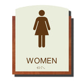 Custom ADA Braille Sign - ADA Timber Collection Women Restroom Sign - Layered Plastic with Tactile Print - ADA Compliant - NapADAsigns