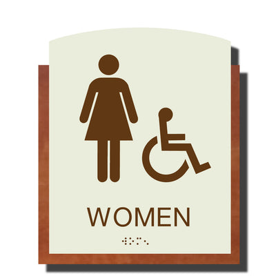 ADA Women Handicap Restroom with Braille - Plastic - Timber Collection